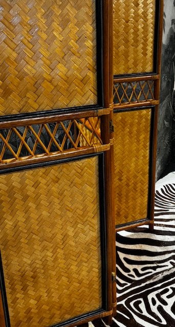 VINTAGE BIRMA RIET ROTAN KAMERSCHERM ROOMDIVIDER PARAVENT, Huis en Inrichting, Woonaccessoires | Kamerschermen, Zo goed als nieuw