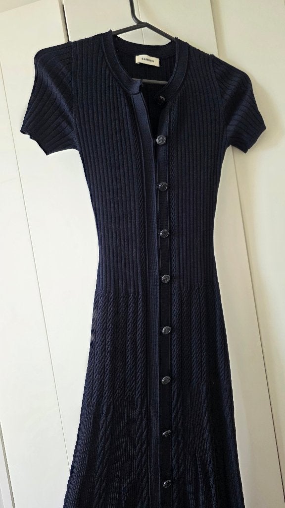 Sandro navy knitted maxi dress - Size 34, Kleding | Dames, Blauw, Sandro, Ophalen of Verzenden, Zo goed als nieuw