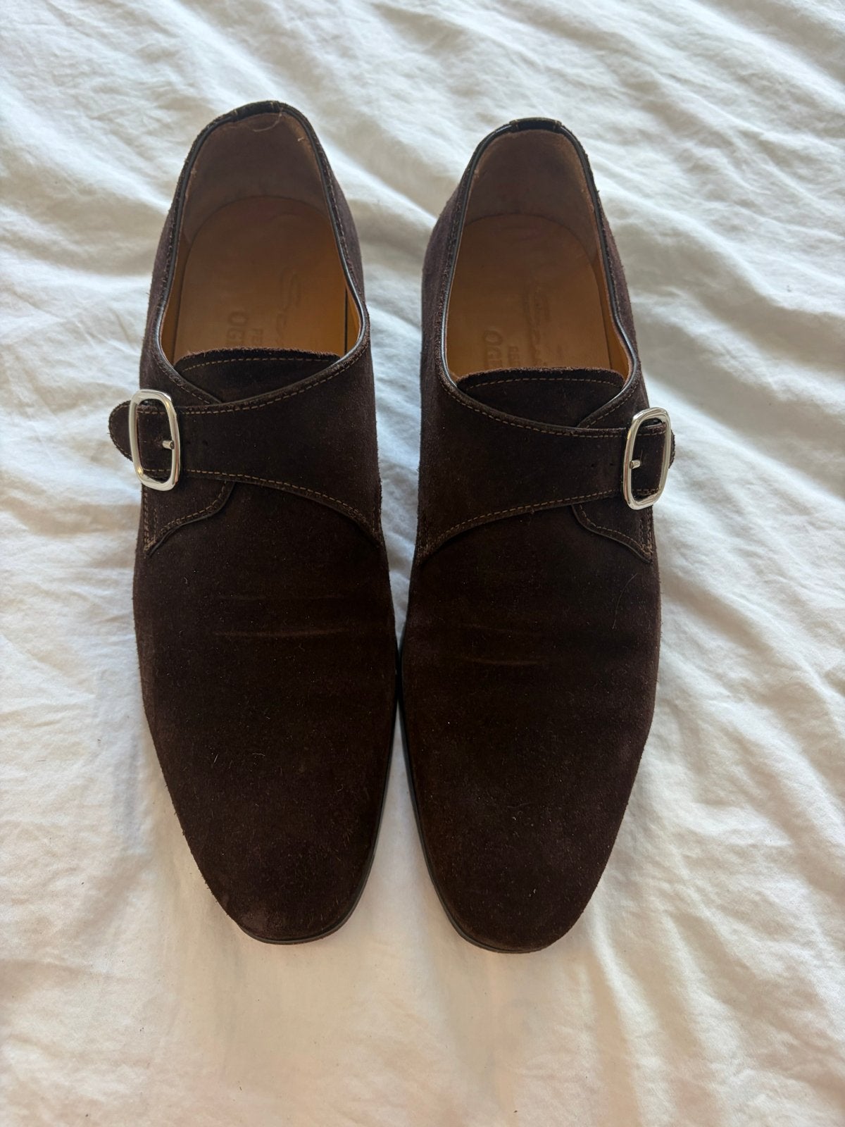 Santoni Per Oger Bruine Suède Gespschoenen, Ophalen of Verzenden, Gedragen, Bruin, Gespschoenen