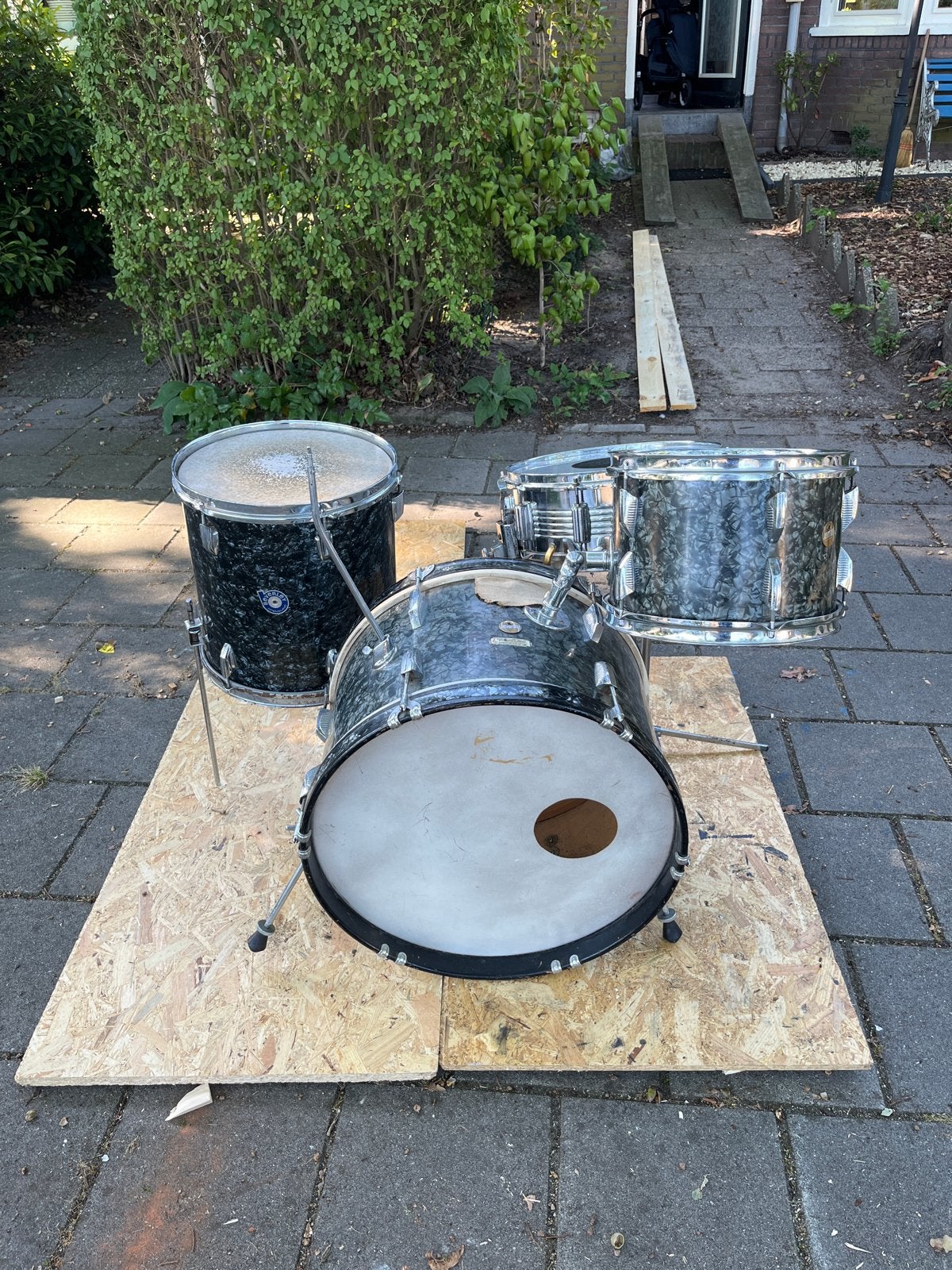 Jaren '60 Beverley Drumstel - Grijs Parelmoer Wrap, Ophalen of Verzenden, Gebruikt, Overige merken