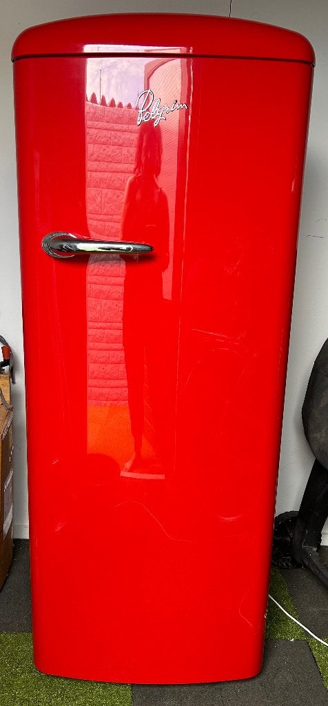 Pelgrim Retro Koelkast Rood met Vriesvak – Werkend, Ophalen, Gebruikt, 200 liter of meer, 60 cm of meer