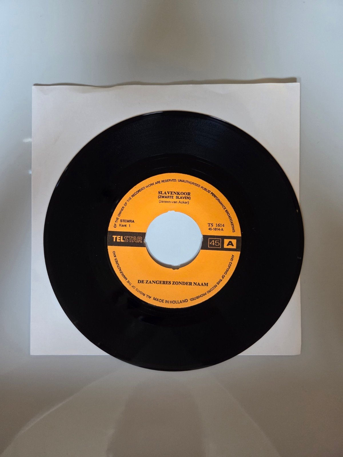 Zangeres zonder naam - Slavenkoor, Cd's en Dvd's, Ophalen of Verzenden, Gebruikt, 7 inch, Nederlandstalig