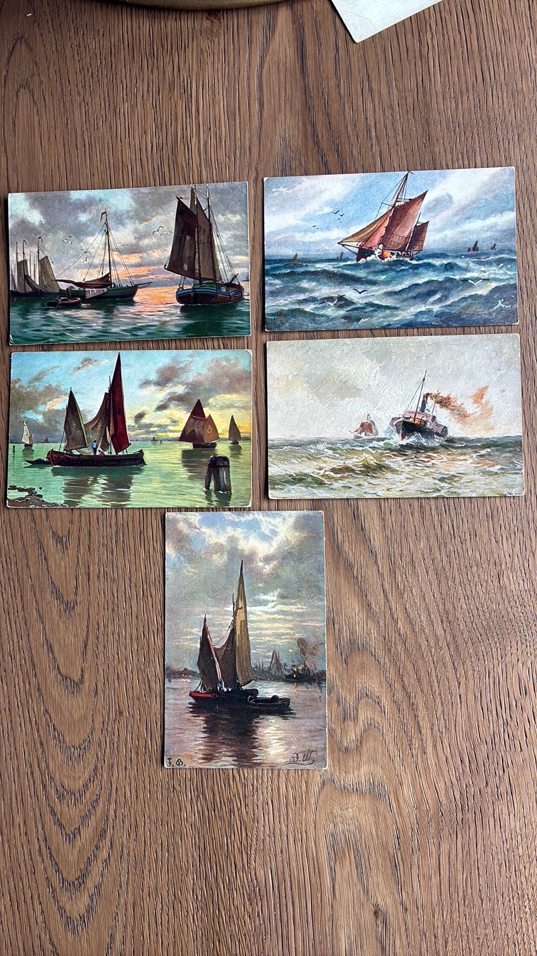 8 stuks.Zeilboten, ruwe zee, stoomboot, kalme zee. Rond 1910, Ophalen of Verzenden