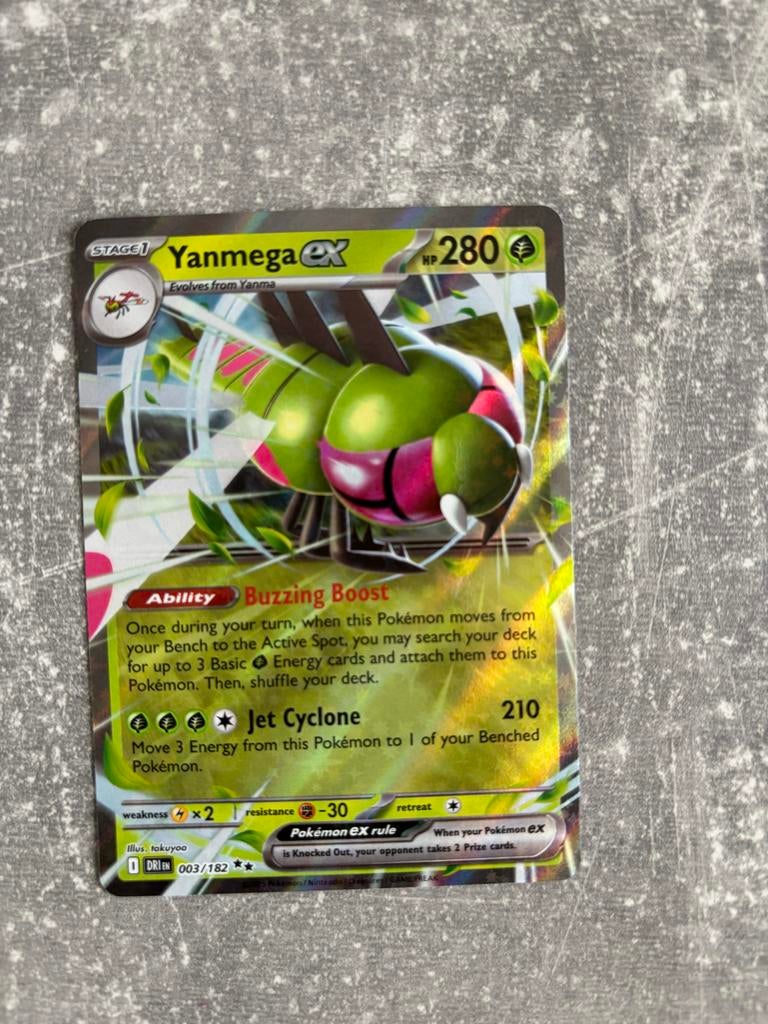 Pokémon kaart Yanmega ex 003/182, Ophalen of Verzenden, Gebruikt, Losse kaart, Foil