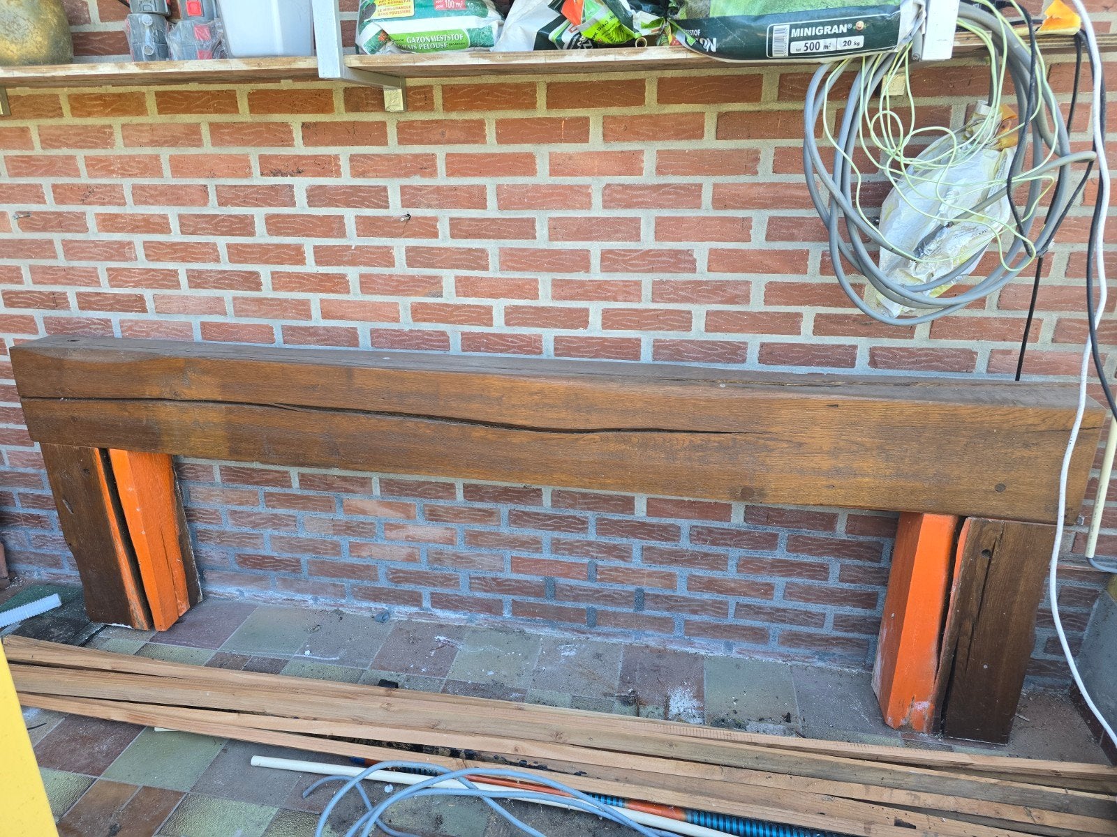 Massieve eiken balk 245x145x2290 mm, Ophalen, Gebruikt, Eiken, 200 tot 250 cm