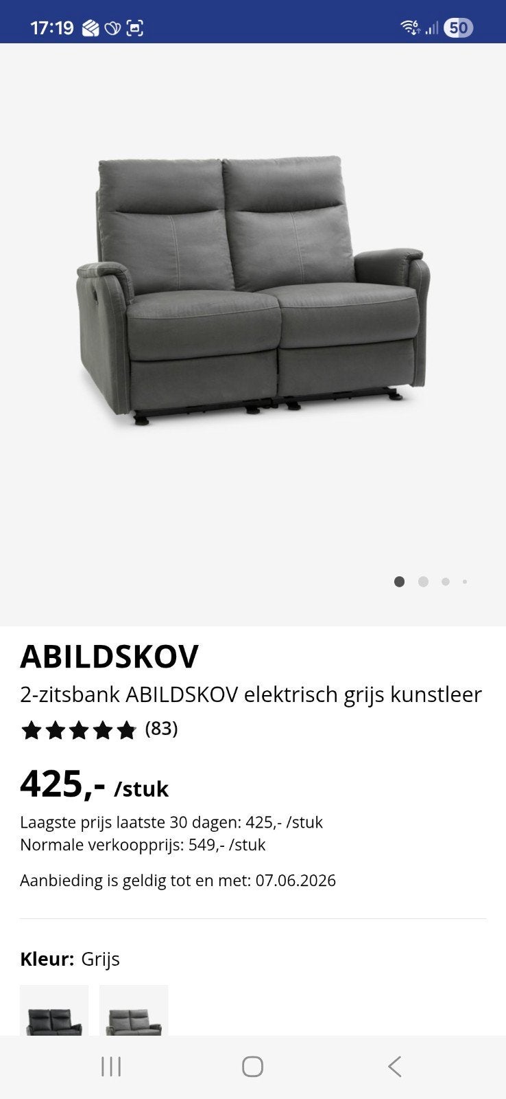 2 zits bank apart electrisch verstelbaar, Huis en Inrichting, Banken | Bankstellen, Ophalen, Zo goed als nieuw, 75 tot 100 cm