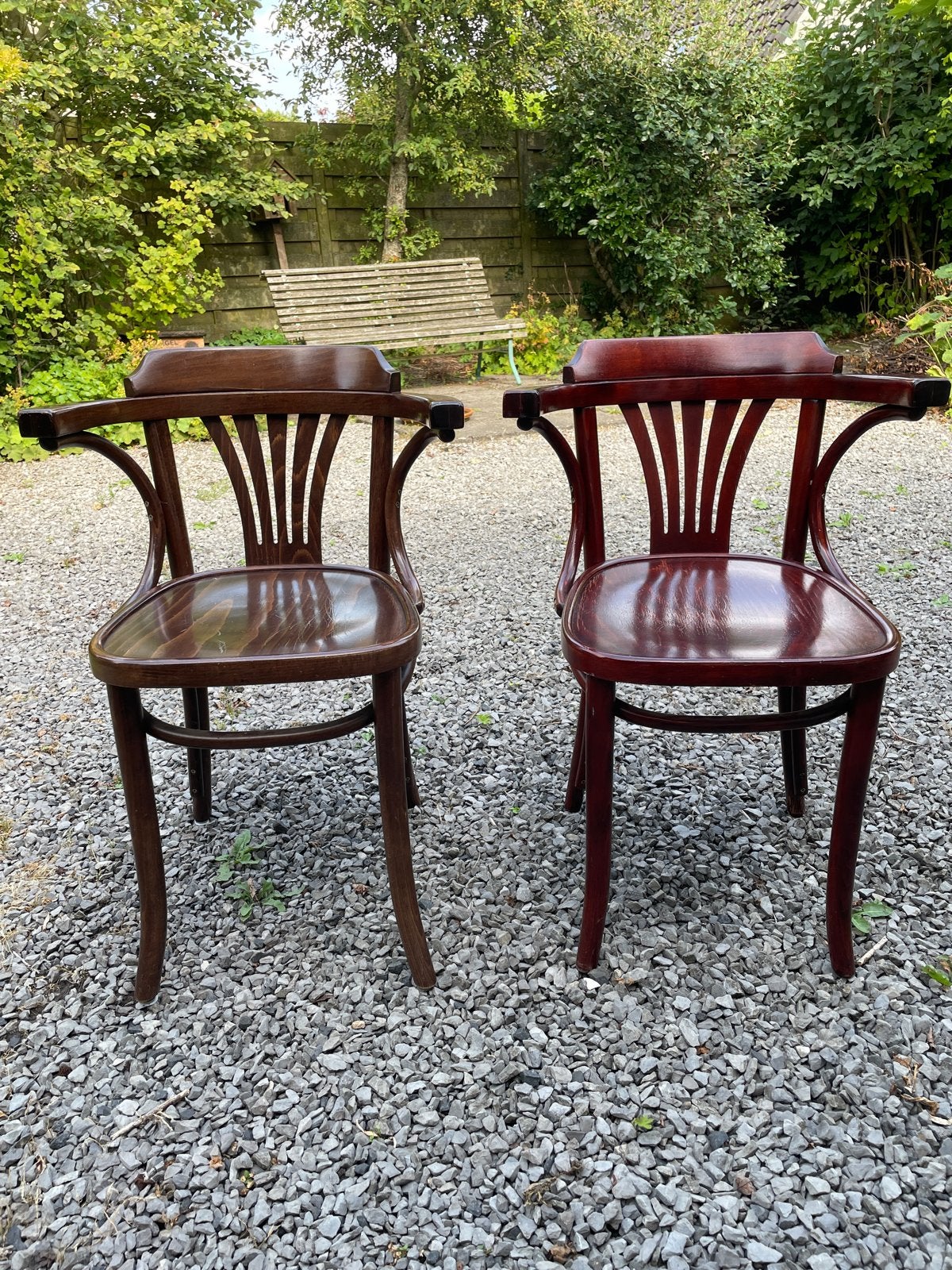 Set van 2 Vintage Cafestoelen - Roodbruin/Bruin, Ophalen