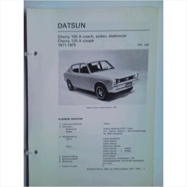 Datsun Cherry Vraagbaak losbladig 1971-1975 #1 Nederlands, Ophalen of Verzenden, Gelezen, Overige merken
