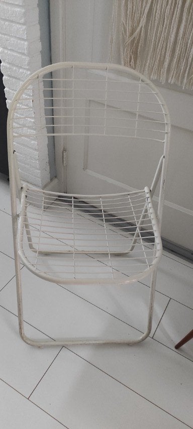 Vintage draadstoel Ted Net Ikea Niels Gammelgaard wit, Ophalen of Verzenden, Gebruikt, Overige materialen