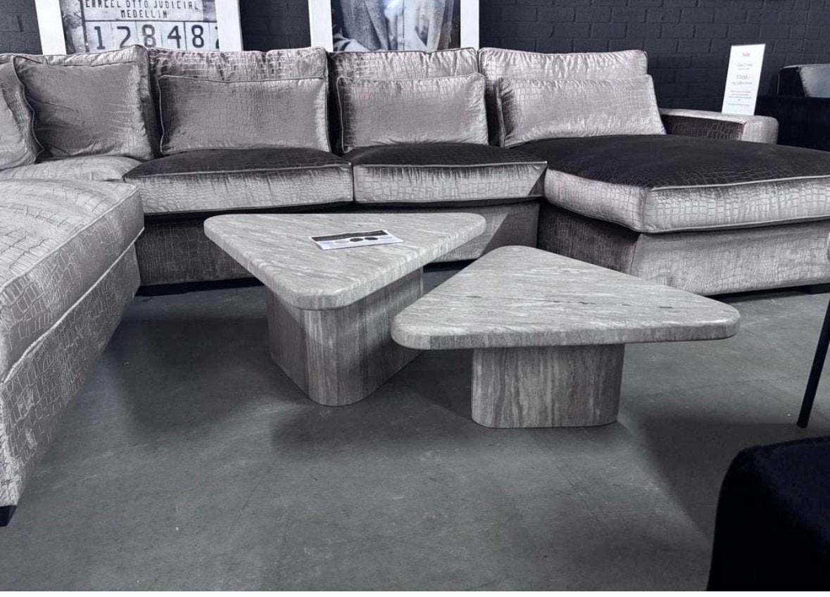 Marmeren salontafel set Dwayne van richmond Interiors, Ophalen of Verzenden, Zo goed als nieuw, Rond, 50 tot 100 cm
