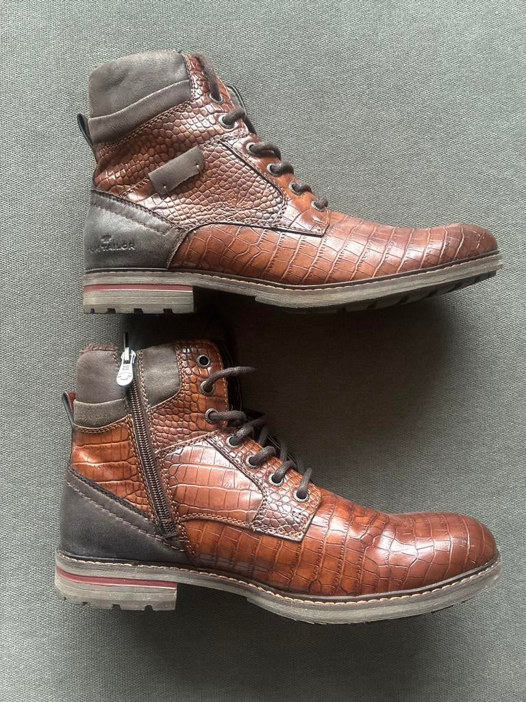 Tom Tailor bruine boots met krokodillenprint, Ophalen of Verzenden, Gedragen, Bruin, Boots