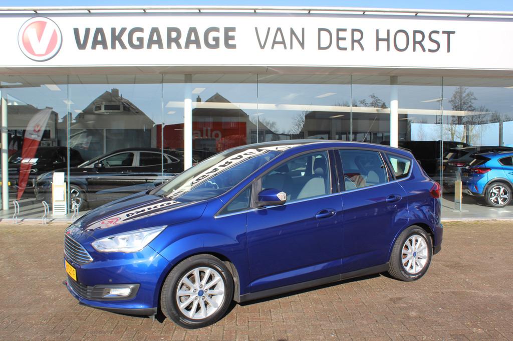 Ford C-MAX 1.0 Titanium , 125pk , Hoge Zit Climate control ,, 12 maanden, Stof, Gebruikt, Blauw