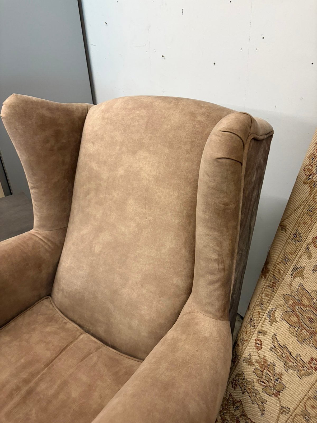 Bruine suede oorfauteuil, Ophalen, Minder dan 50 cm, ., 75 tot 100 cm