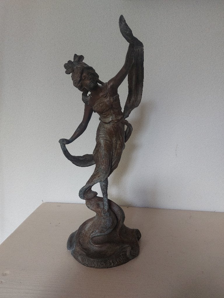 Jugendstil Art noveau figuur Secession zink/tin Villanis, Ophalen of Verzenden