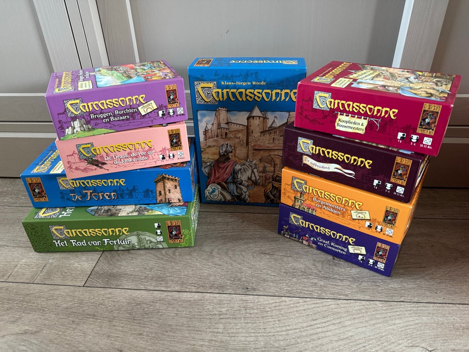 Carcassonne: Complete Collectie met Basisspel en Uitbreiding, Een of twee spelers, Ophalen, Zo goed als nieuw