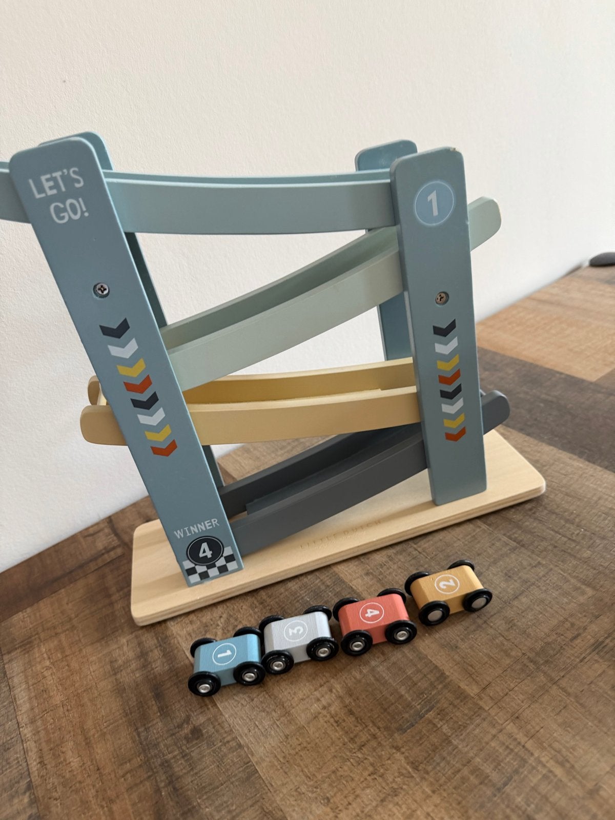 Little Dutch Houten Racebaan met Auto's, Ophalen, Gebruikt