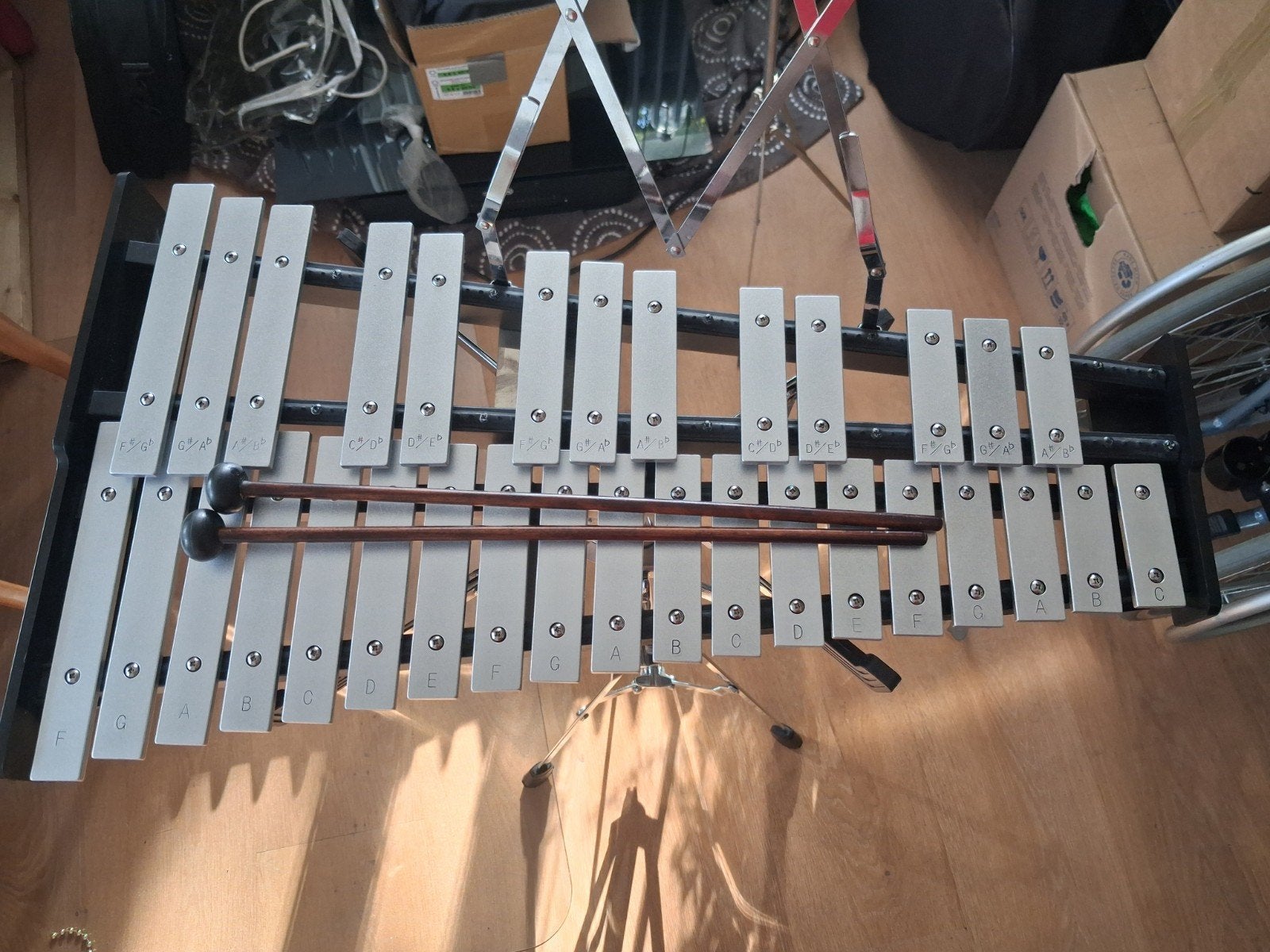 Glockenspiel / Xylofoon met standaard en stokken, Ophalen of Verzenden, Zo goed als nieuw