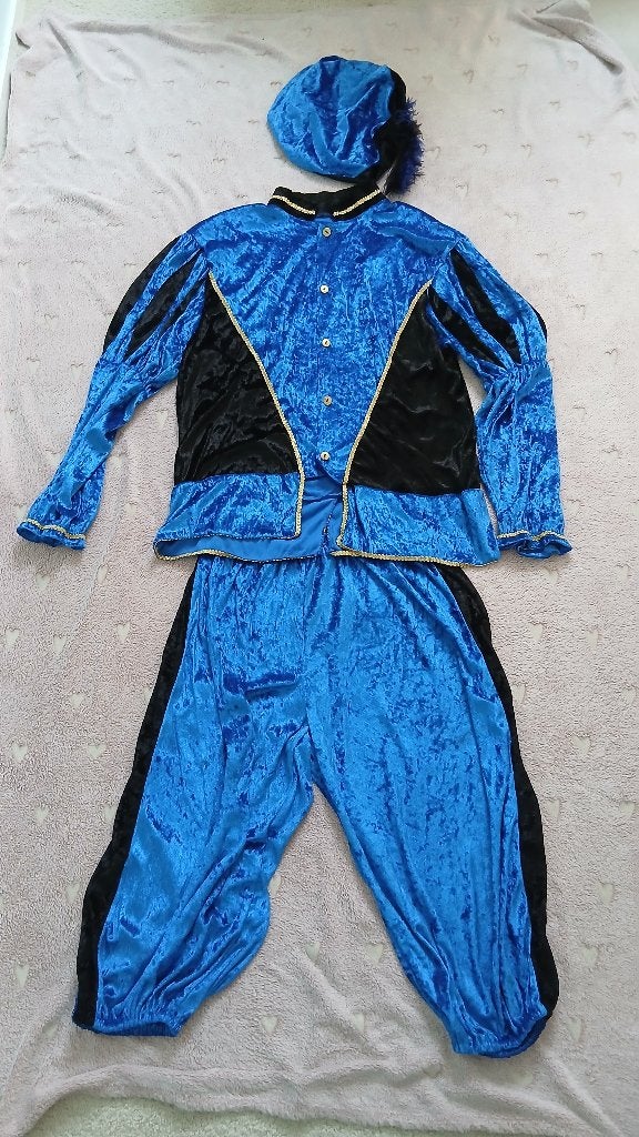 Blauw-zwart Pietenpak maat L – Sinterklaas & carnaval, Ophalen of Verzenden, Gebruikt