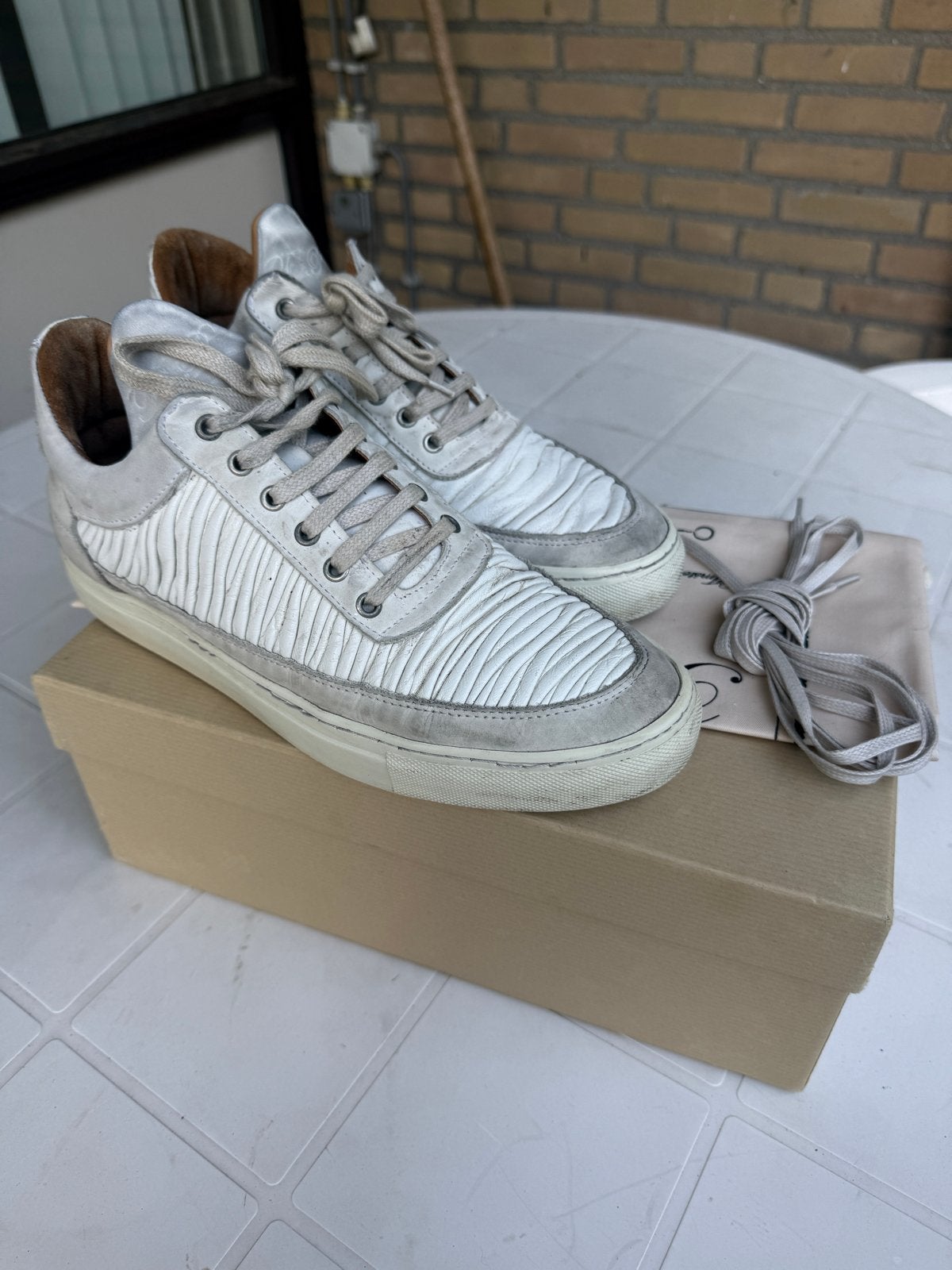 Filling Pieces schoenen - Gedragen, met toebehoren maat 42, Kleding | Heren, Schoenen, Verzenden, Gedragen, Wit, Sneakers of Gympen