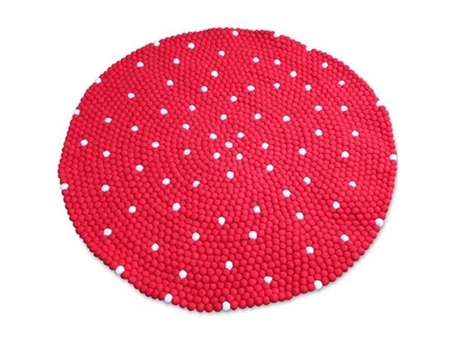 Bolletjeskleed vloerkleed 150cm 100% gevilte WOL - NIEUW!, Rond, Nieuw, Ophalen of Verzenden, 150 tot 200 cm