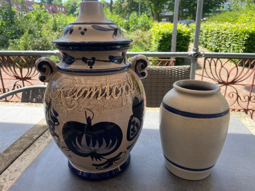 Vintage Rumtopf en vaas van West-Duits aardewerk, Ophalen of Verzenden