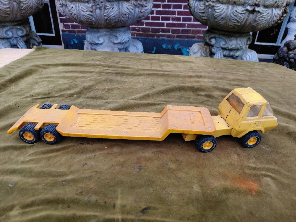 Vintage blikken speelgoed truck + oplegger, merk Tonka., Antiek en Kunst, Antiek | Speelgoed, Verzenden
