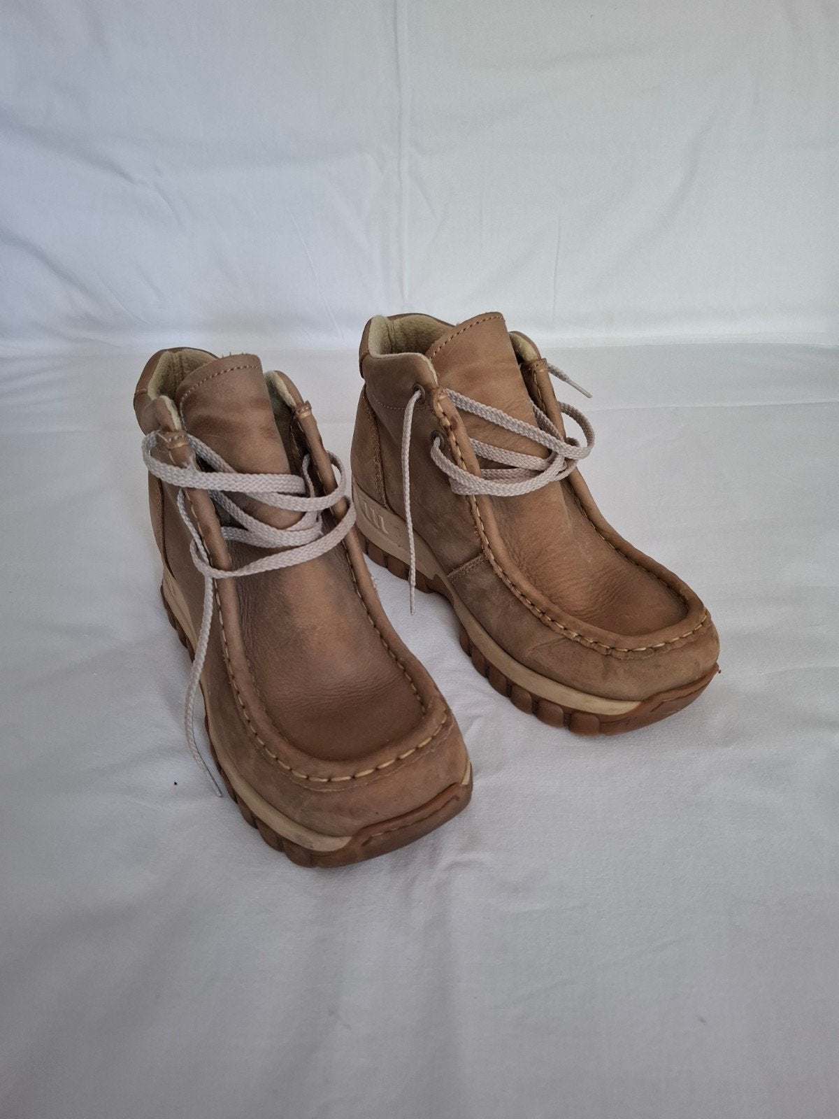 Wolky leren veterboots / enkellaarsjes maat 39- cognac, Wolky, Bruin, Ophalen of Verzenden, Gedragen