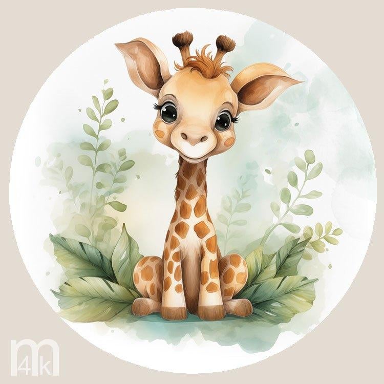 Kleine Giraffe Jungledieren muurcirkel babykamer, Verzenden, Nieuw