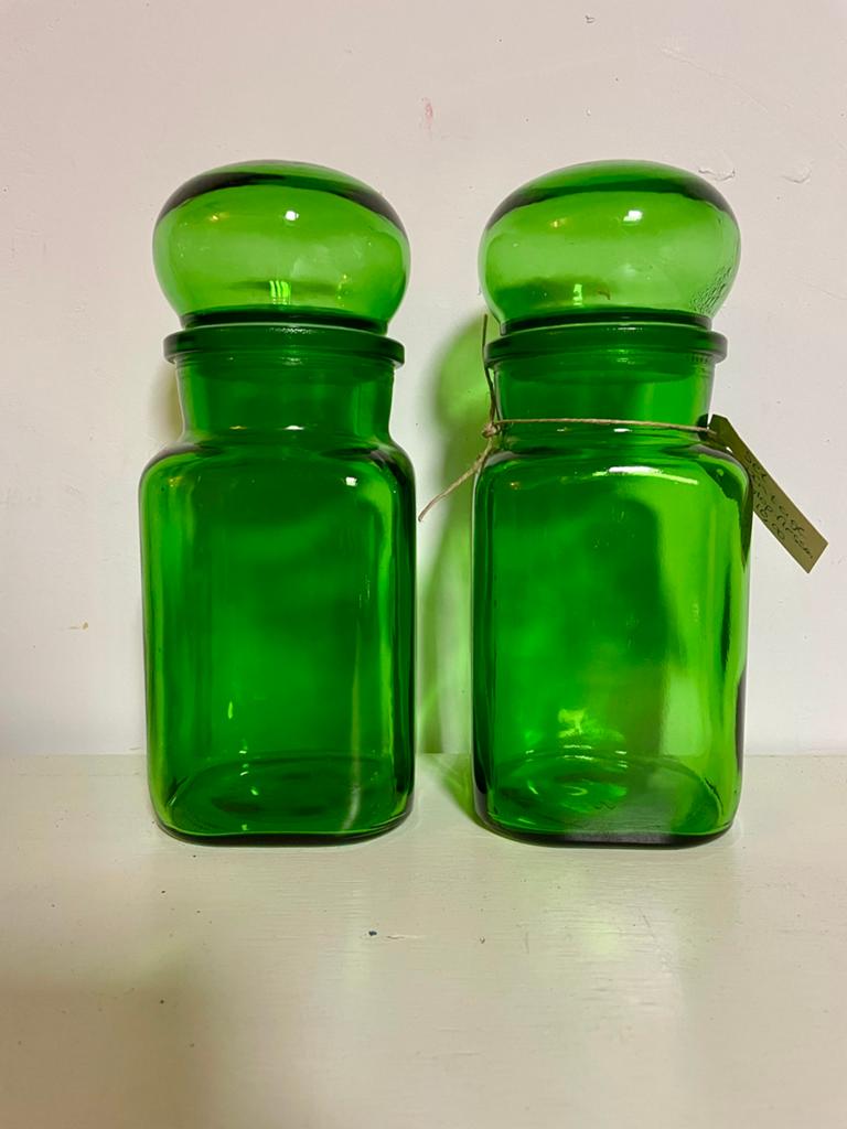 Groene, vintage stolpflessen, Antiek en Kunst, Ophalen of Verzenden