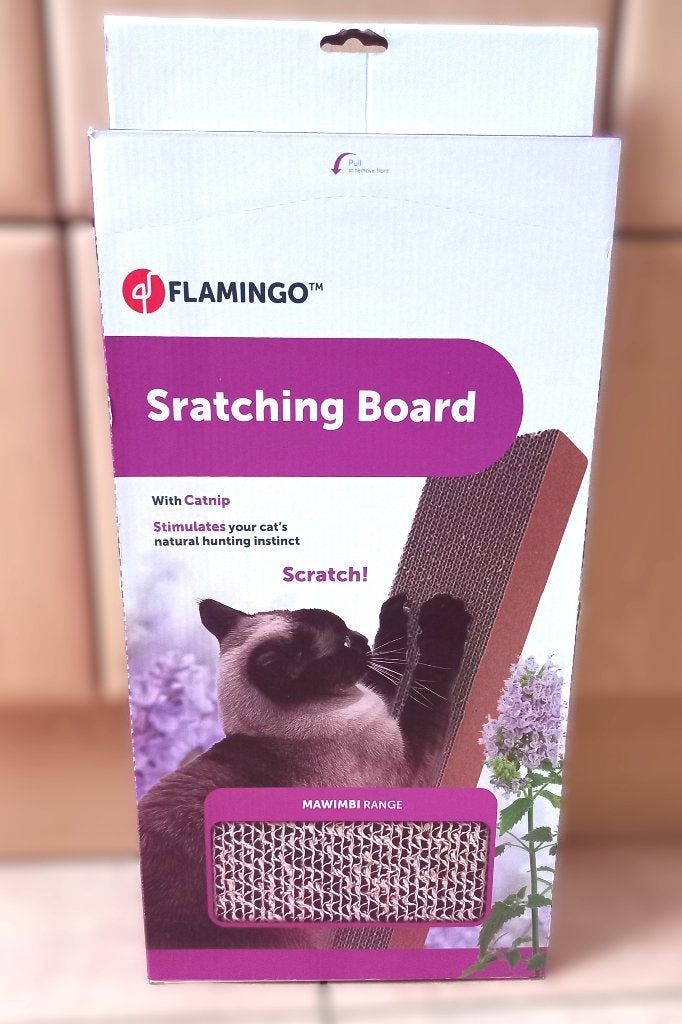 Flamingo krabkarton - krabplank met catnip - 46x22x4 cm, Dieren en Toebehoren, Krabmeubelen, Ophalen of Verzenden, Krabplank