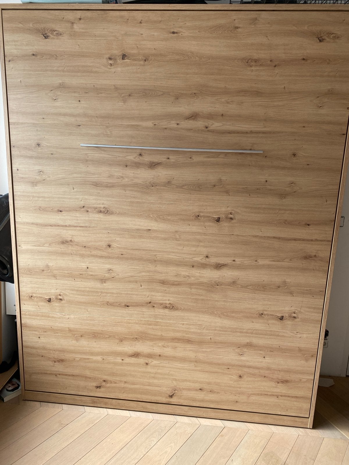 Smartbett 2-persoons opklapbed met IKEA Matrand matras, Huis en Inrichting, Ophalen, Gebruikt, Bruin, Tweepersoons