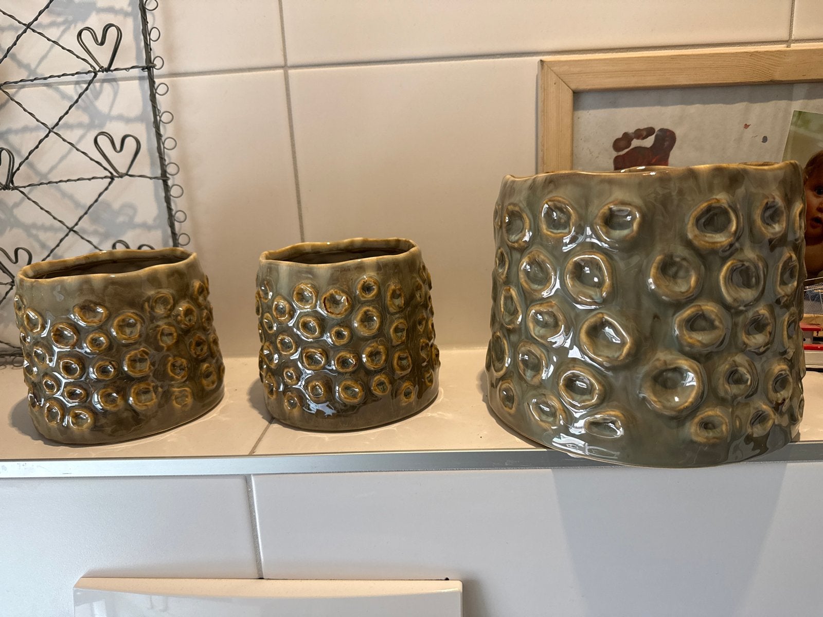 Set van 3 bloempotten, diverse maten, Tuin en Terras, Gebruikt, Rond, Binnen, Ophalen of Verzenden