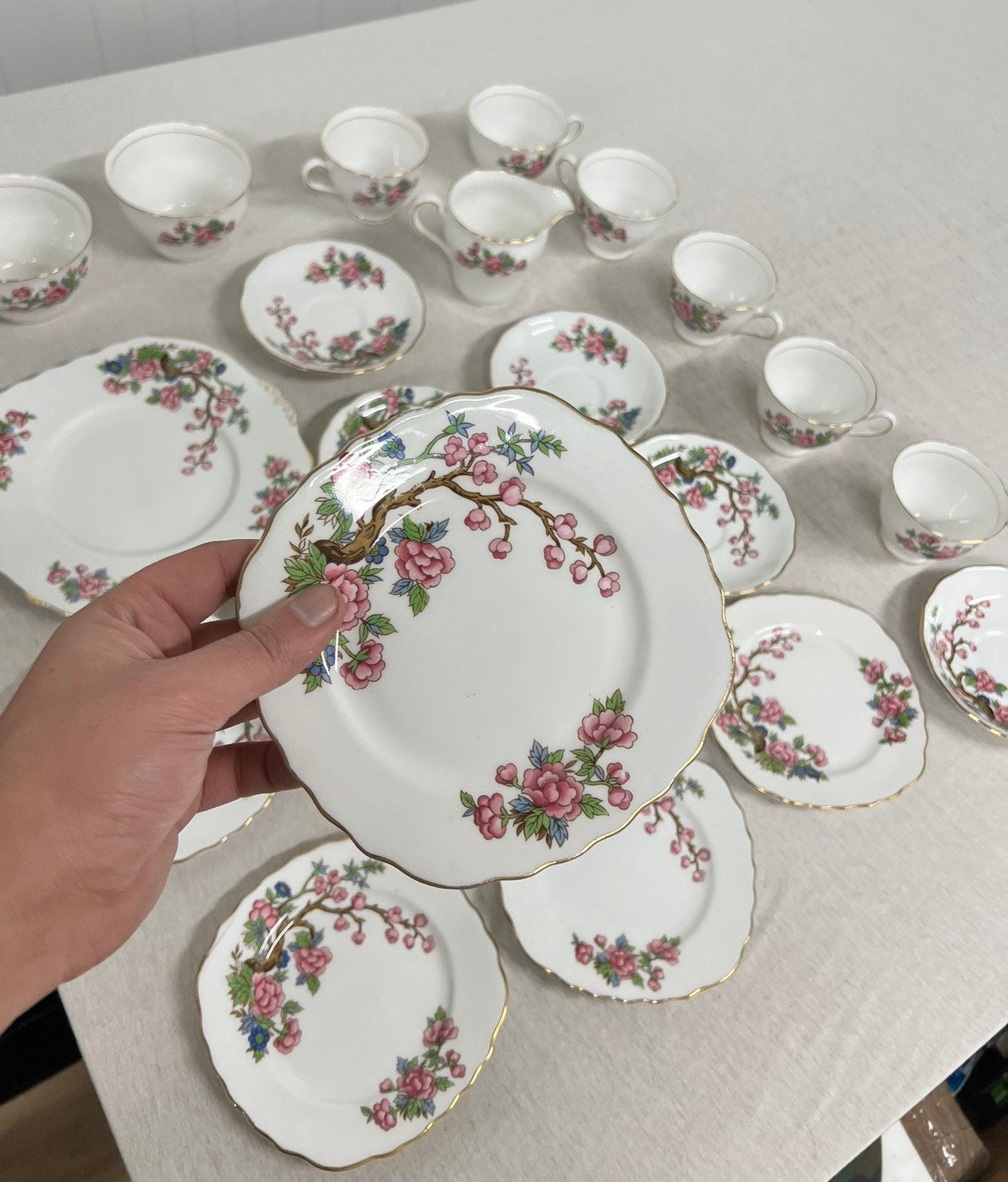 Colclough antiek thee servies set Indian Tree-patroon 1950, Antiek en Kunst, Ophalen of Verzenden