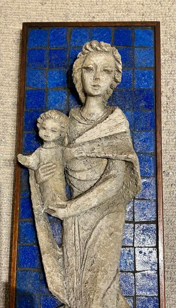 Vintage wandreliëf Madonna Maria met kind, Ophalen of Verzenden