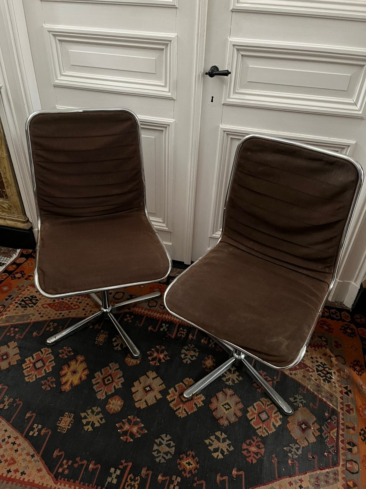 VINTAGE STOEL BUREAUSTOEL DRAAISTOEL CHROOM JAREN 70, Antiek en Kunst, Ophalen