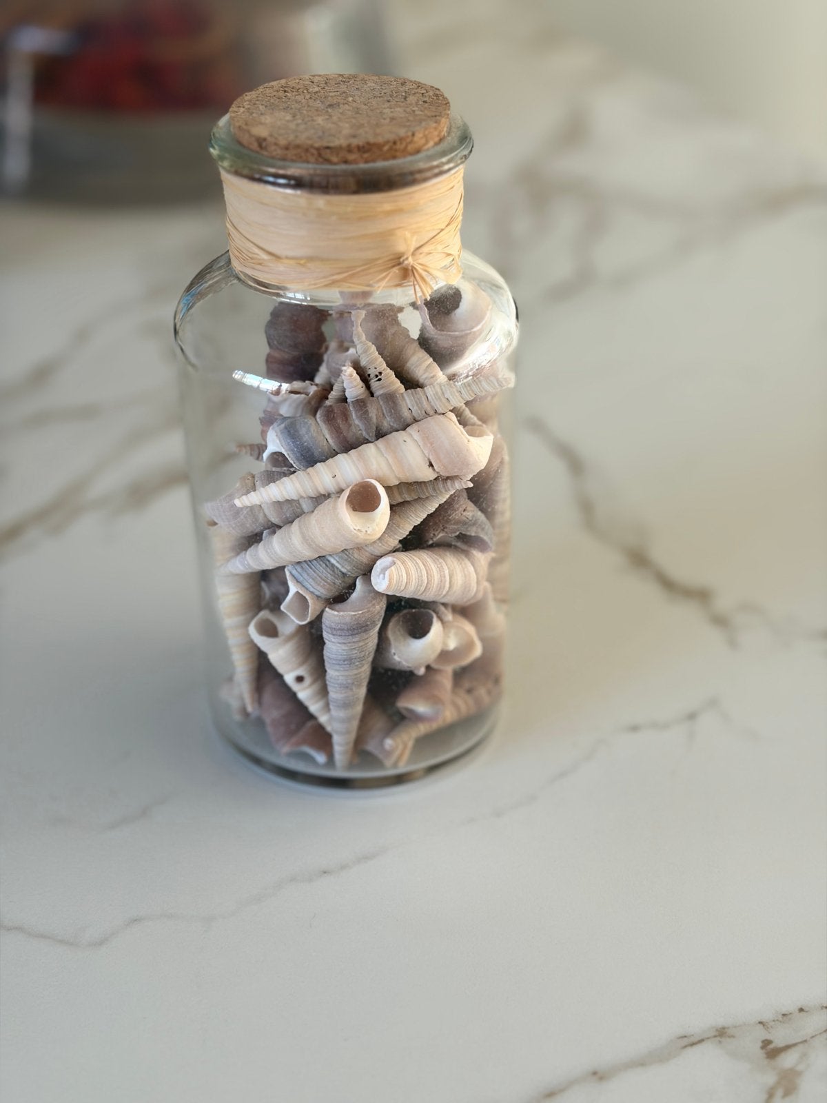 Glazen pot met schelpen - Decoratie, Meerkleurig, Ophalen of Verzenden, Glas, Landelijk