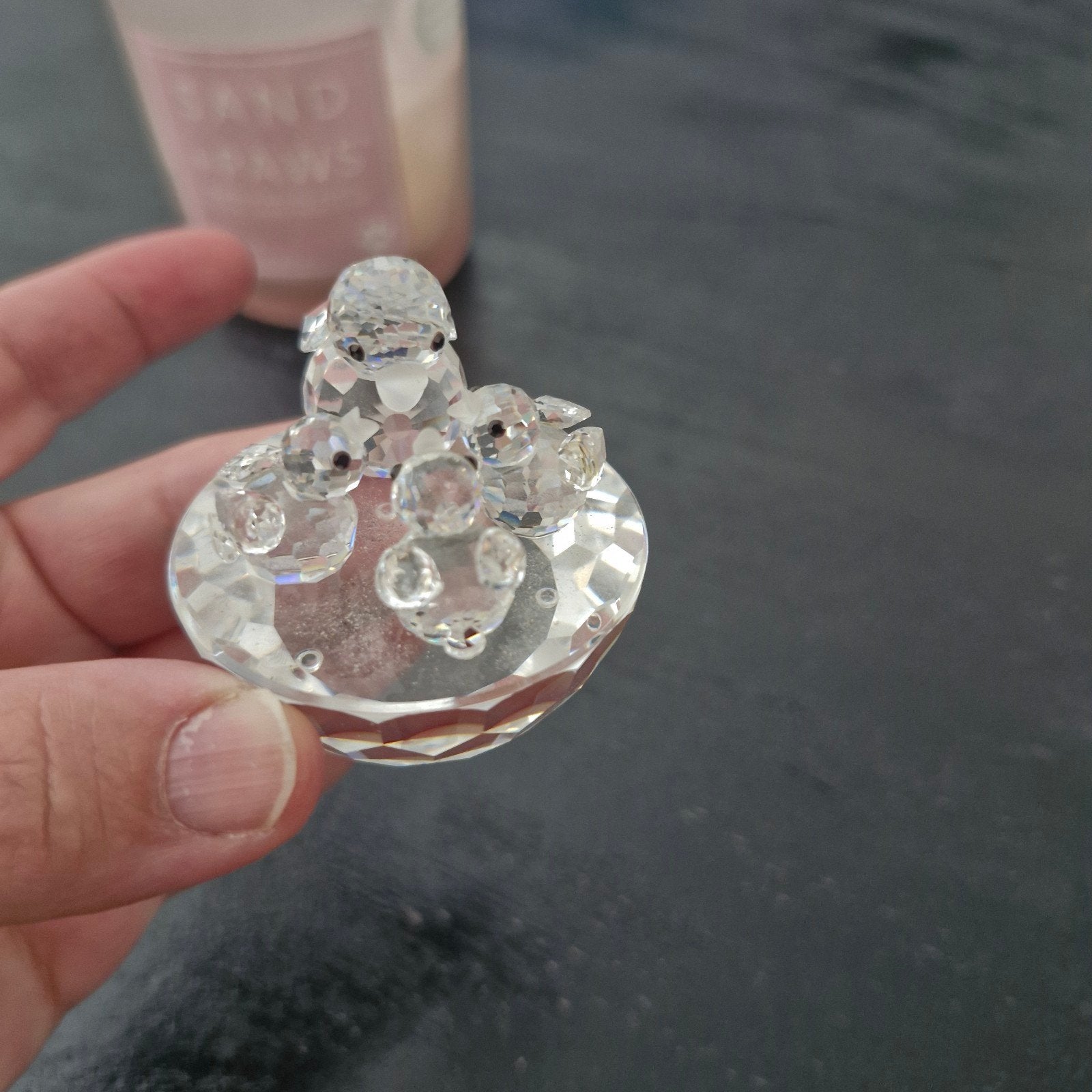 Swarovski kristallen vogelnestje op spiegelbasis, Ophalen of Verzenden, Zo goed als nieuw, Figuurtje