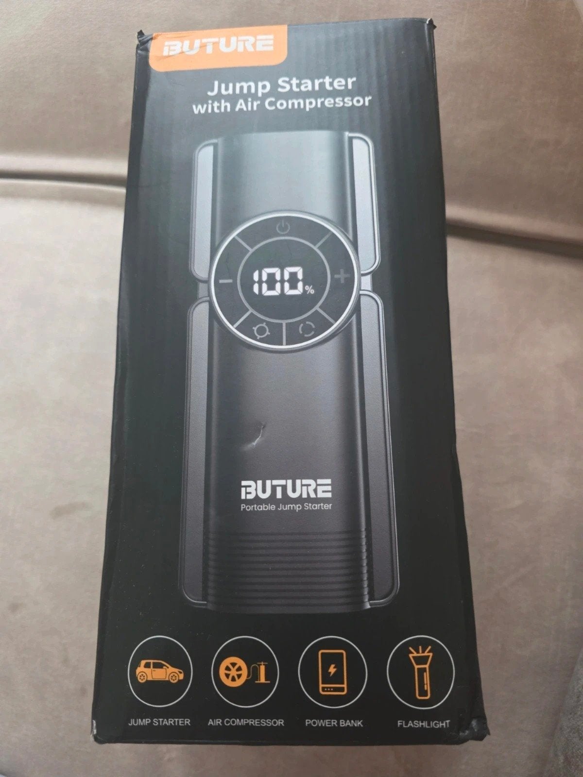 Buture Jump Starter met Luchtcompressor en Power Bank, Auto diversen, Jumpstarters, Verzenden