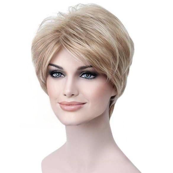 Moderne pruik kort haar in laagjes blondmix L16-613, Ophalen, Nieuw, Pruik of Haarverlenging