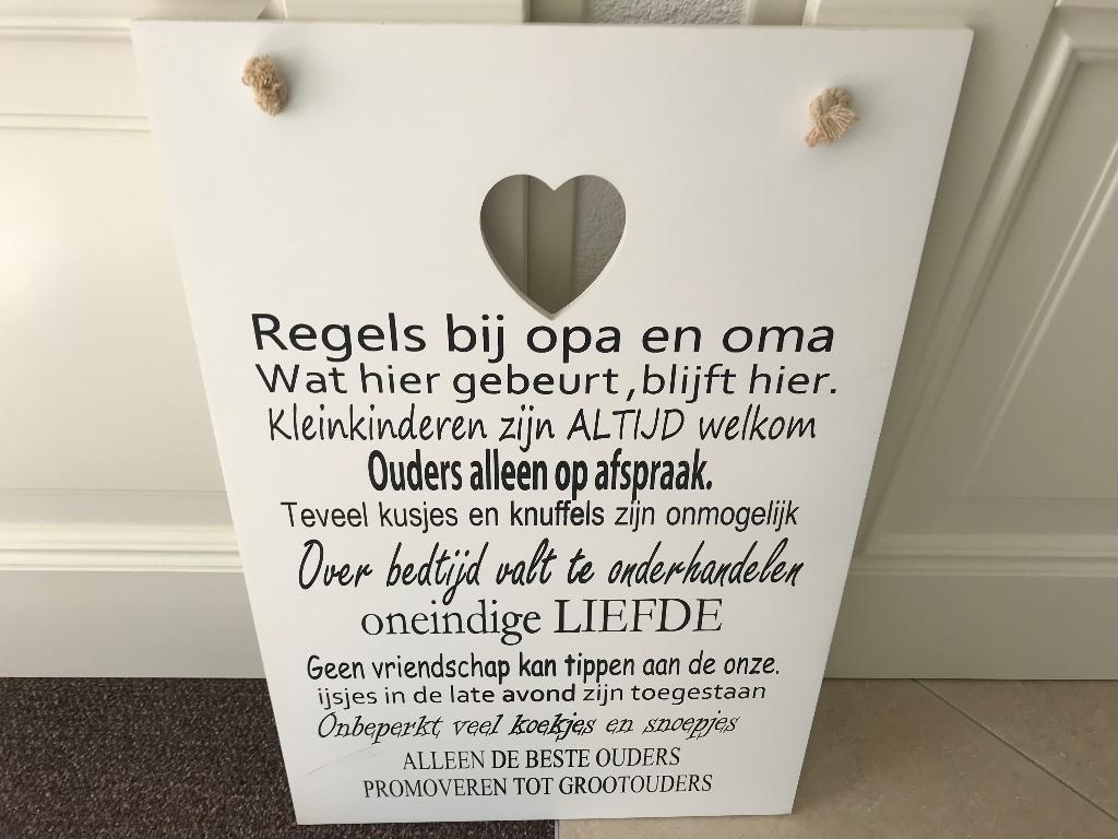 Tekstbord Opa en Oma, Ophalen, Zo goed als nieuw