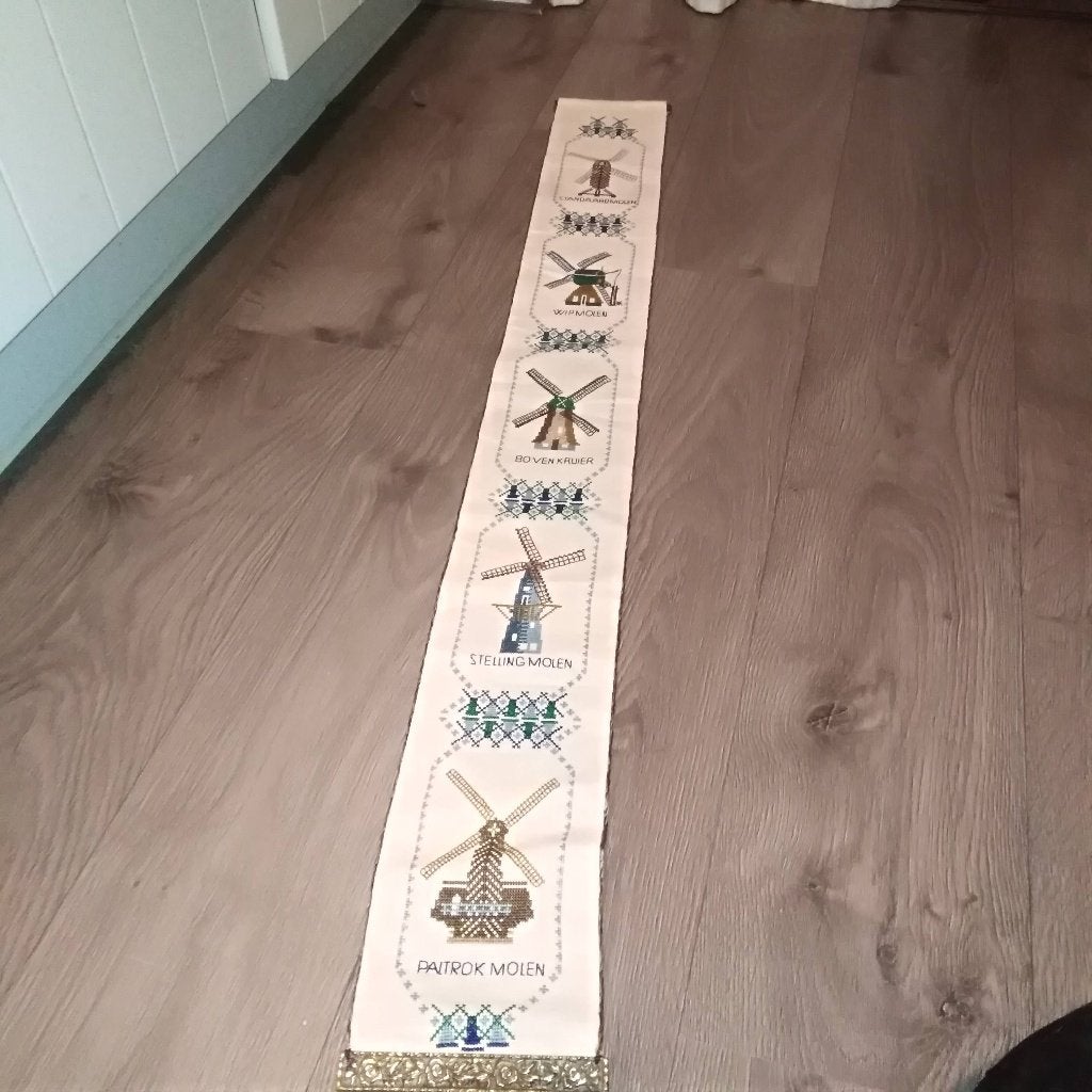 Geborduurd schellekoord met verschillende molens, Huis en Inrichting, Ophalen, Gebruikt, 120 cm, 14 cm