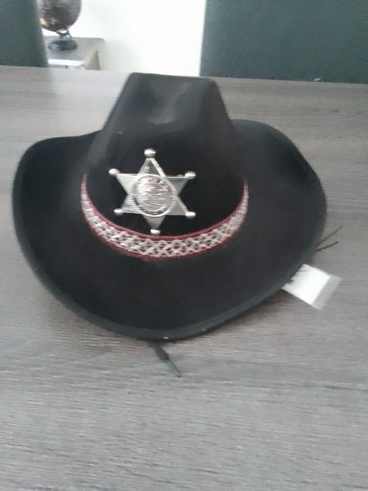Zwarte cowboyhoed met sheriffster, Ophalen, Hoed, One size fits all, Onbekend