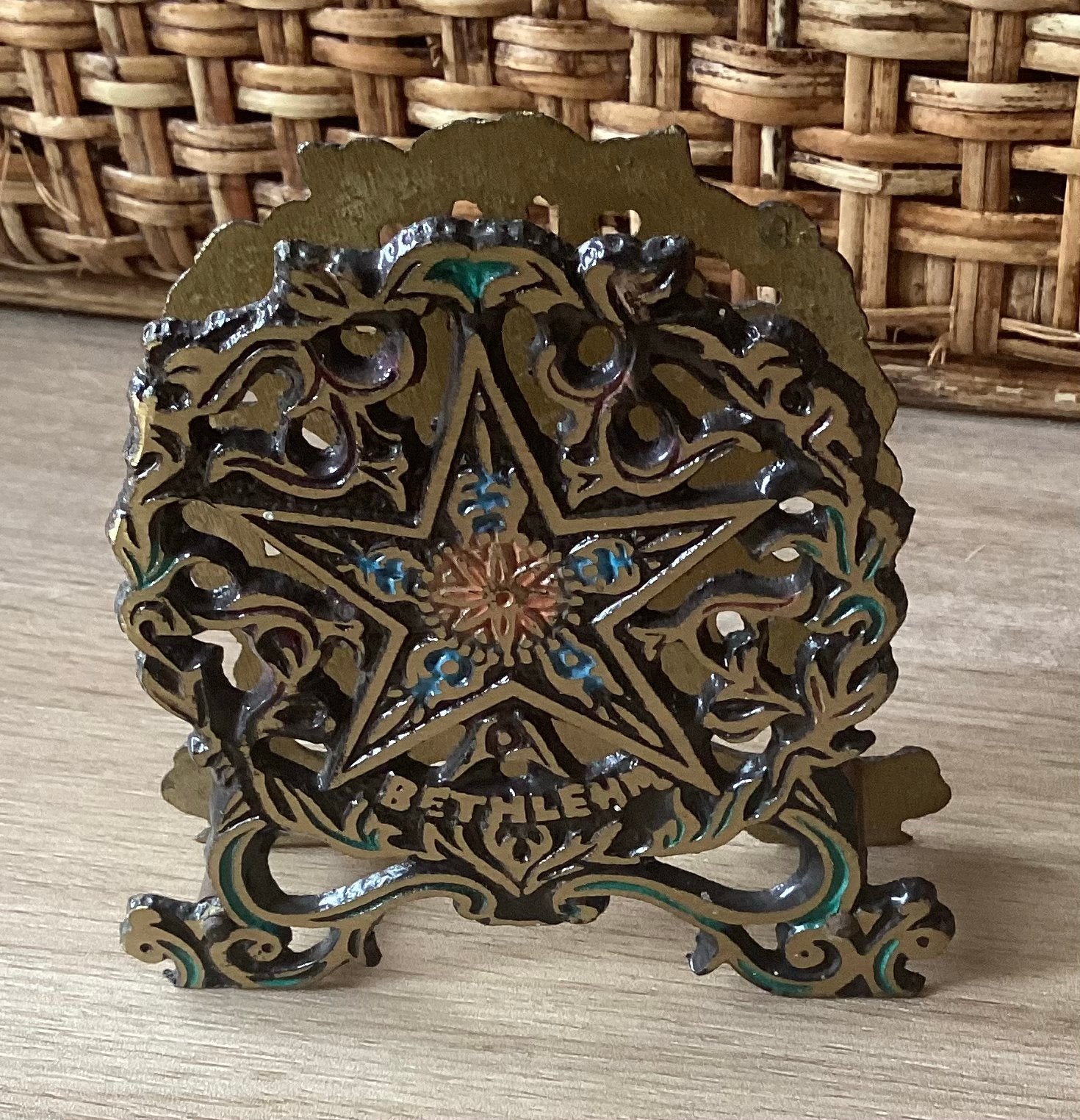 JOODSE ANTIEKE KOPEREN HOUDER, BV POST ,SERVETTEN,ENZ.UNIEK, Antiek en Kunst, Ophalen of Verzenden