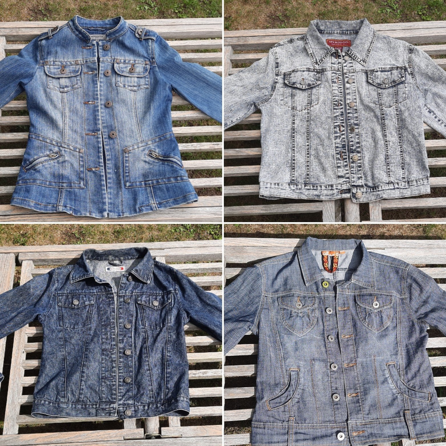 Pakket 4x spijkerjas meisje/ tweeling maat 164/170 - S - 34, Ophalen of Verzenden, Gebruikt, Meisje, Jas