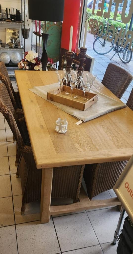 Eiken eettafel & 4 Loom Rieten stoelen, Ophalen, Carolina's Outlet, Carolinasoutlet@hotmail.com, Epelenberg 18