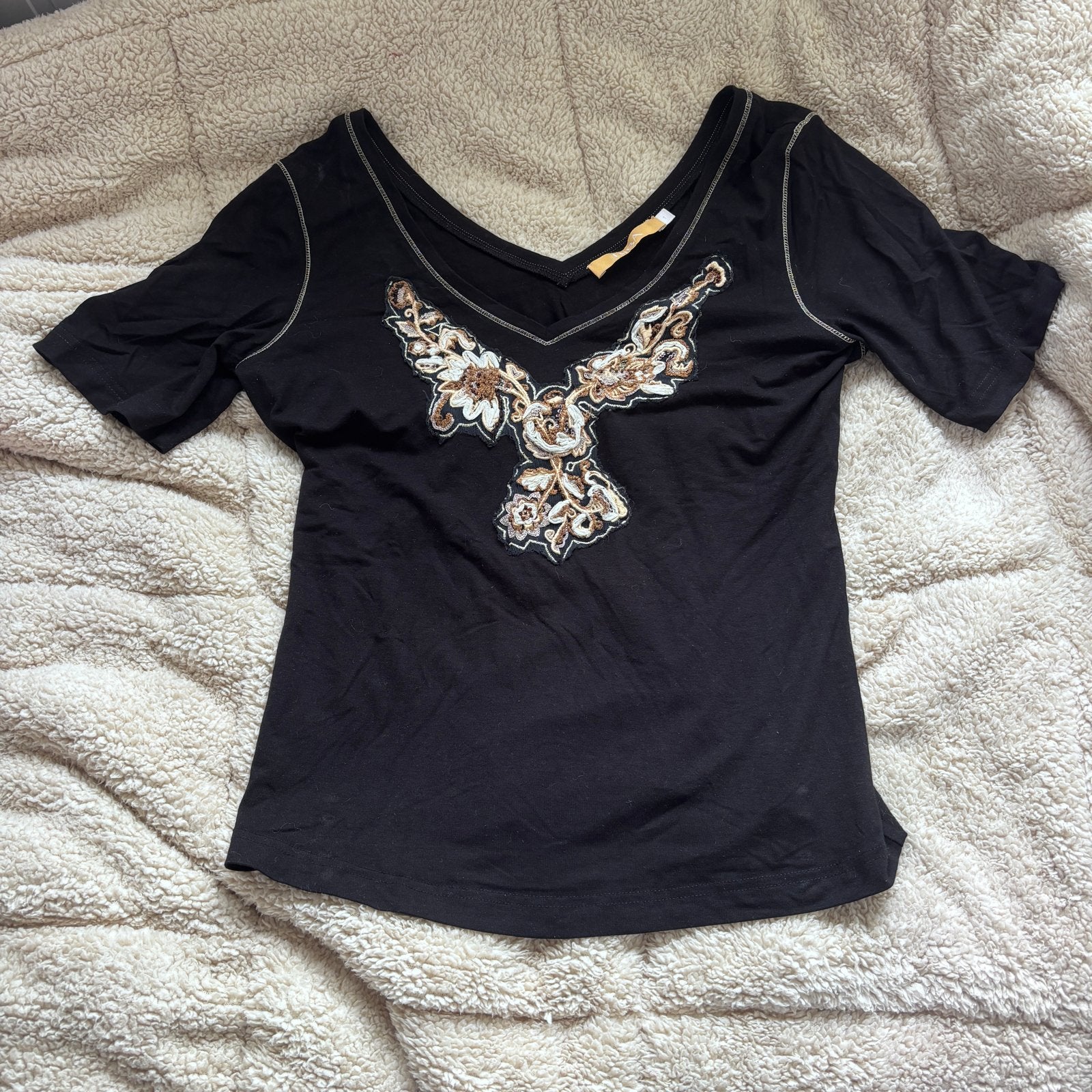 Vintage Biba shirt maat S, Zwart, Ophalen of Verzenden, Korte mouw, Maat 36 (S)