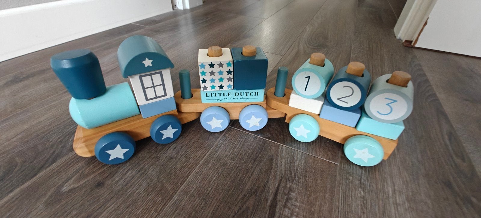Little Dutch houten trein met blokken, Ophalen of Verzenden, Gebruikt