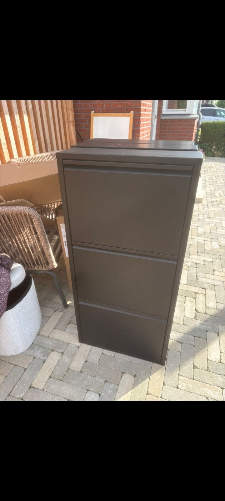 3x Zwarte schoenenkast met 3 vakken - Gebruikt, prima staat, Ophalen, Gebruikt, Modern