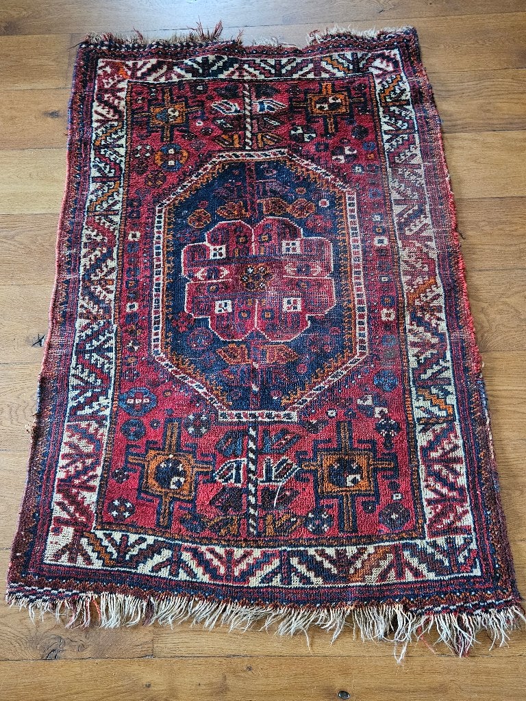 Vintage Perzisch tapijt - Handgeknoopt rood/blauw, Antiek en Kunst, Ophalen of Verzenden