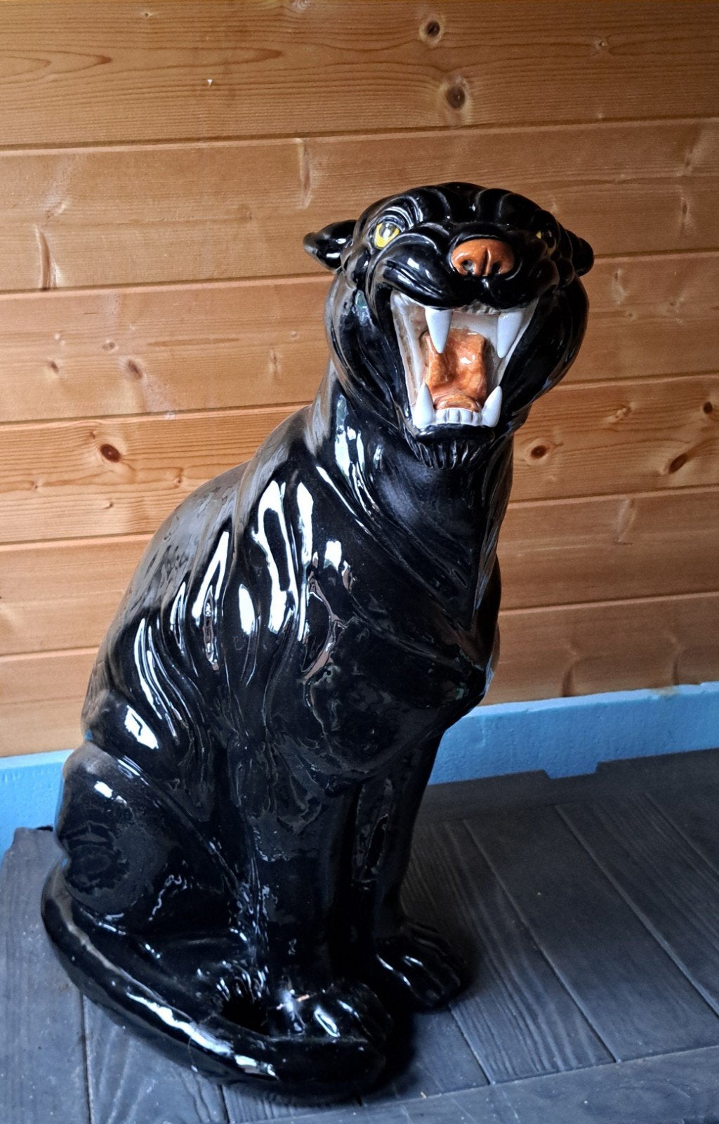 Zwarte stenen tijger, 60 cm hoog, Tuin en Terras, Ophalen, Steen